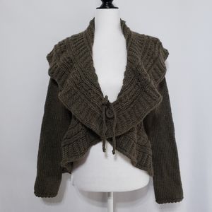 Anthropologie Elsamanda Cable Ruffled Cardigan